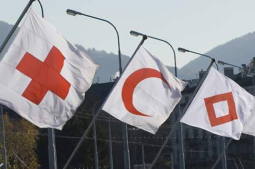 Red Cross emblems - cross, crescent, and gem