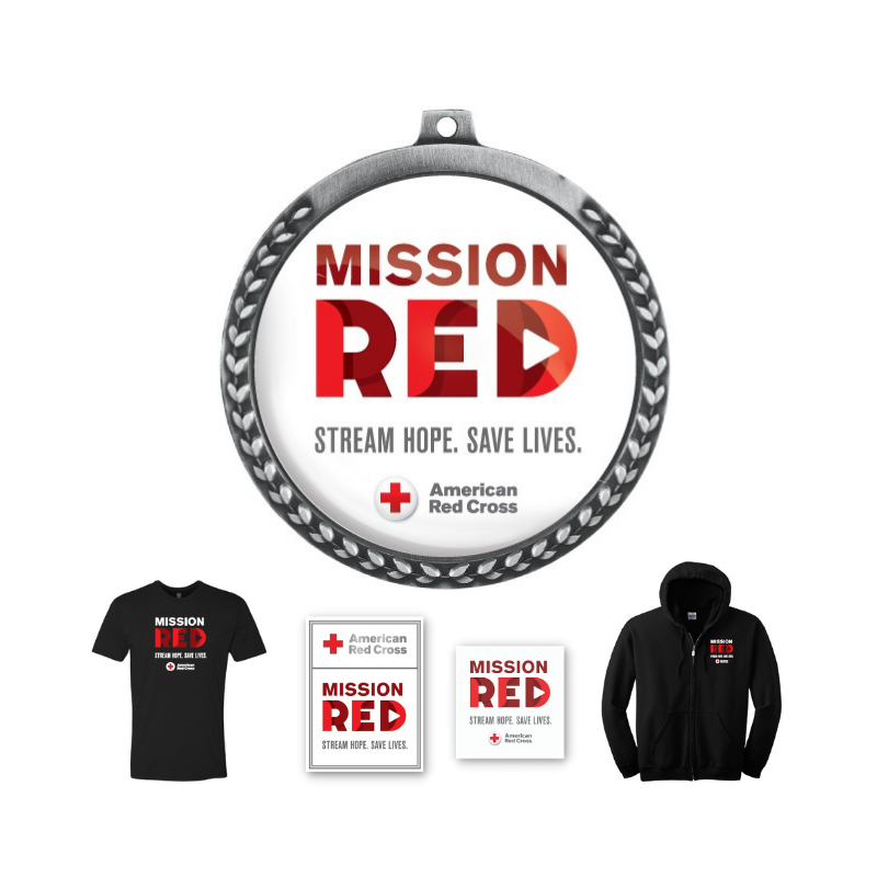 Bundle with Mission Red decal, pin, t-shirt and hoodie